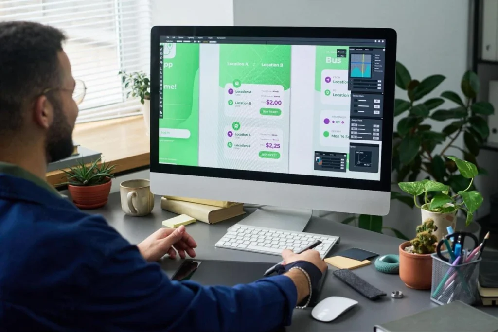Website Design Process A website designer creating a website layout using Photoshop