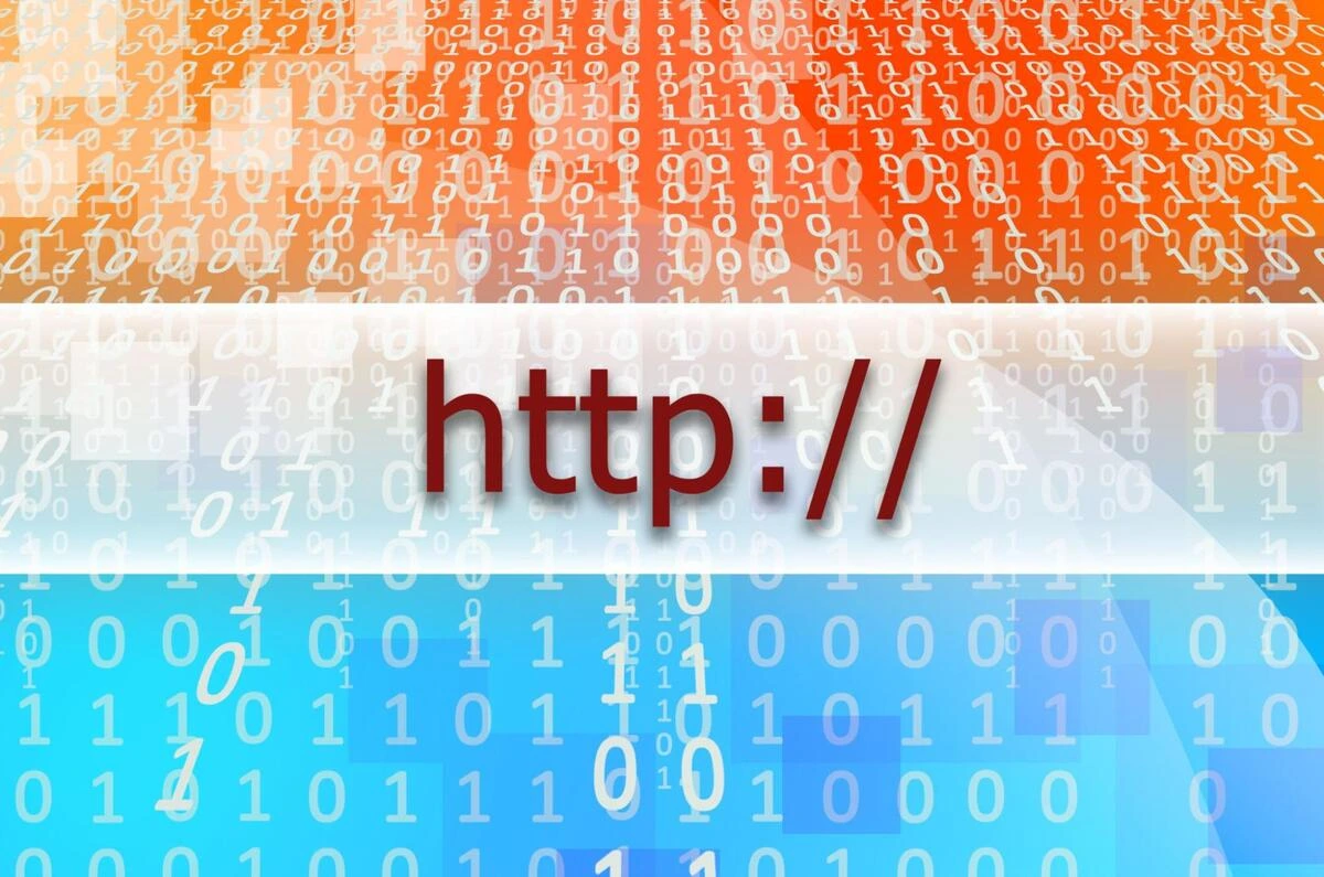 Website domain address concept Abstract digital background of binary code with http:// representing a website domain address